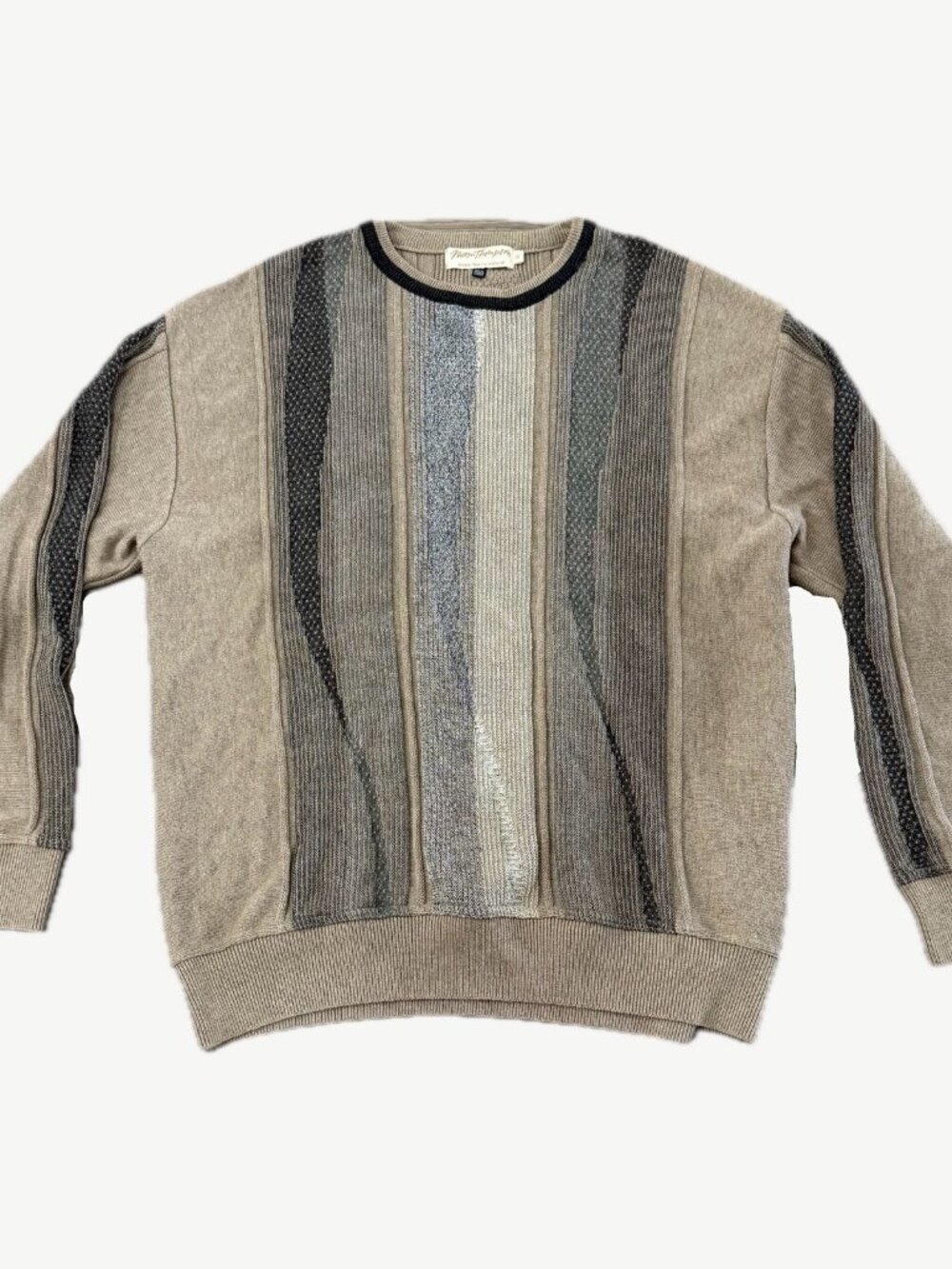 Vintage Norm Thompson 3D Knit Coogi Style Sweater Men's XL Brown Made in Canada